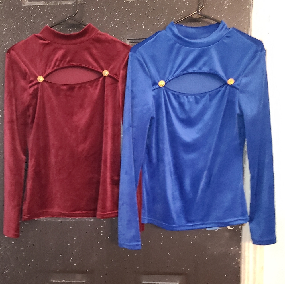 Velvet cut out tops